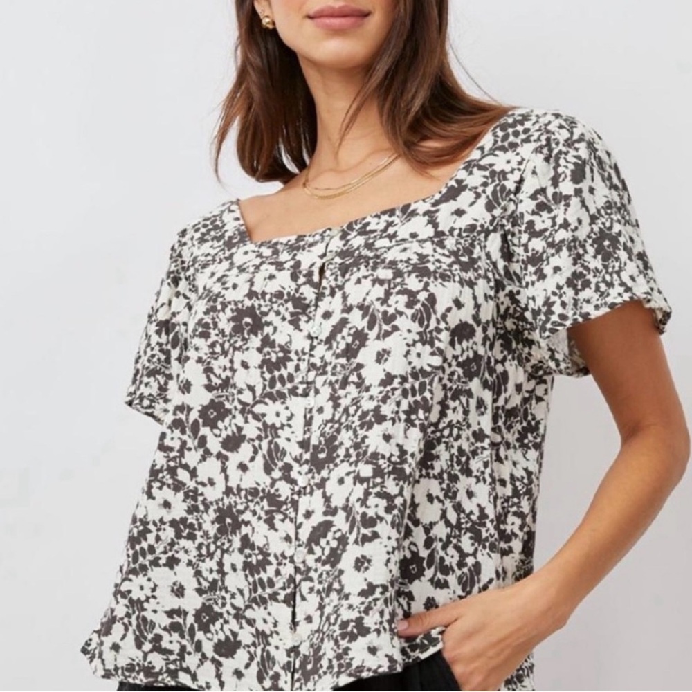 Rails Magnolia Top Cameo Floral Black White Size S